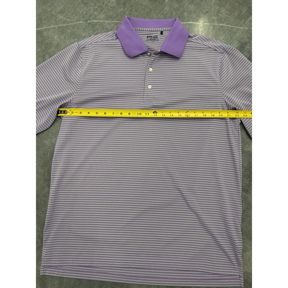 Ping Performance Striped Purple/Gray Short Sleeved Golf Polo Shirt Men's Large - Picture 3 of 9